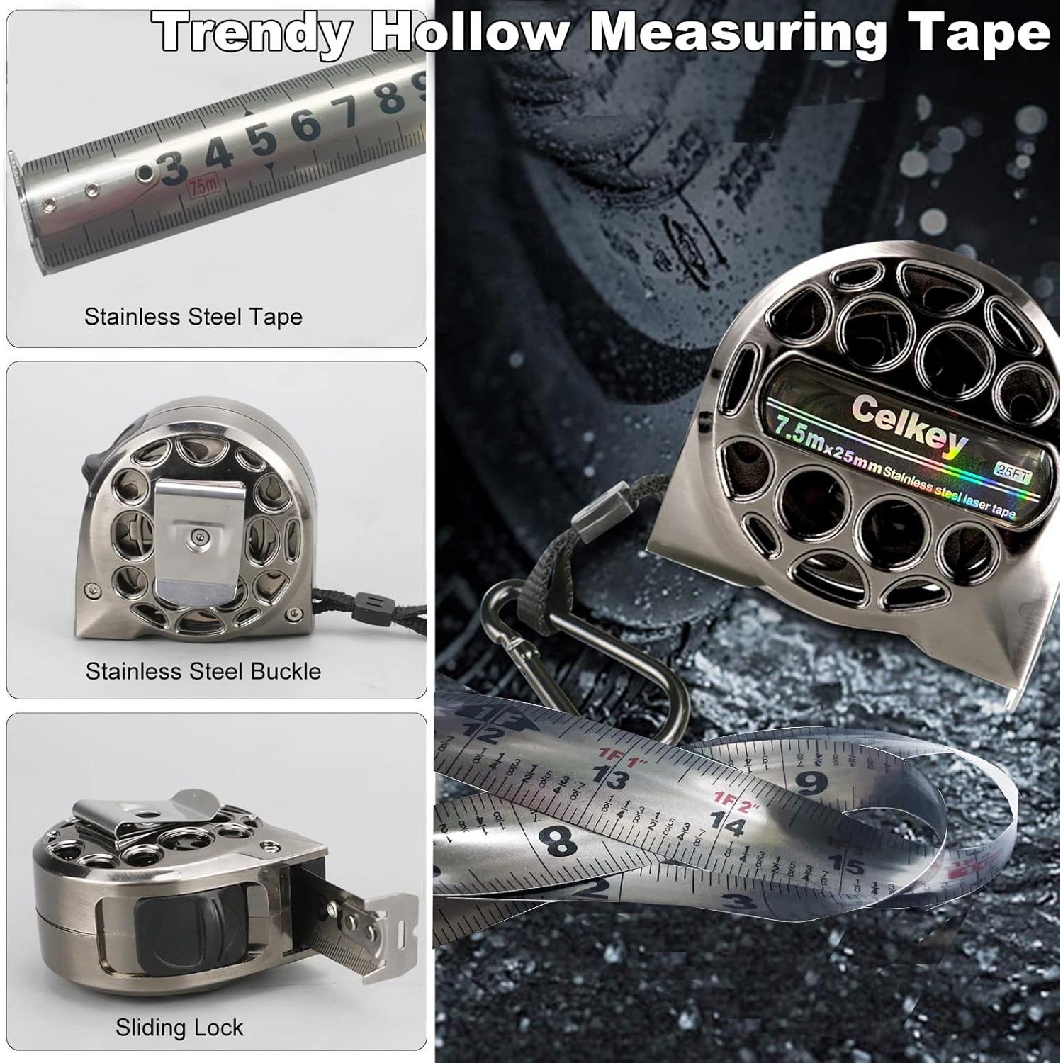 Cinta Métrica Celkey 7,62 m Doble Cara Acero Inoxidable