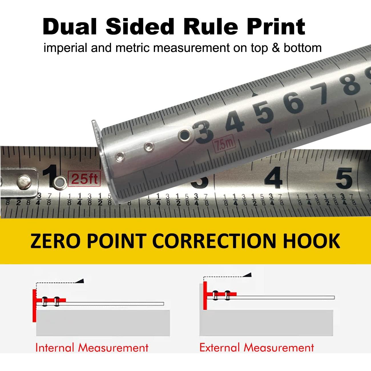 Cinta Métrica Celkey 7,62 m Doble Cara Acero Inoxidable