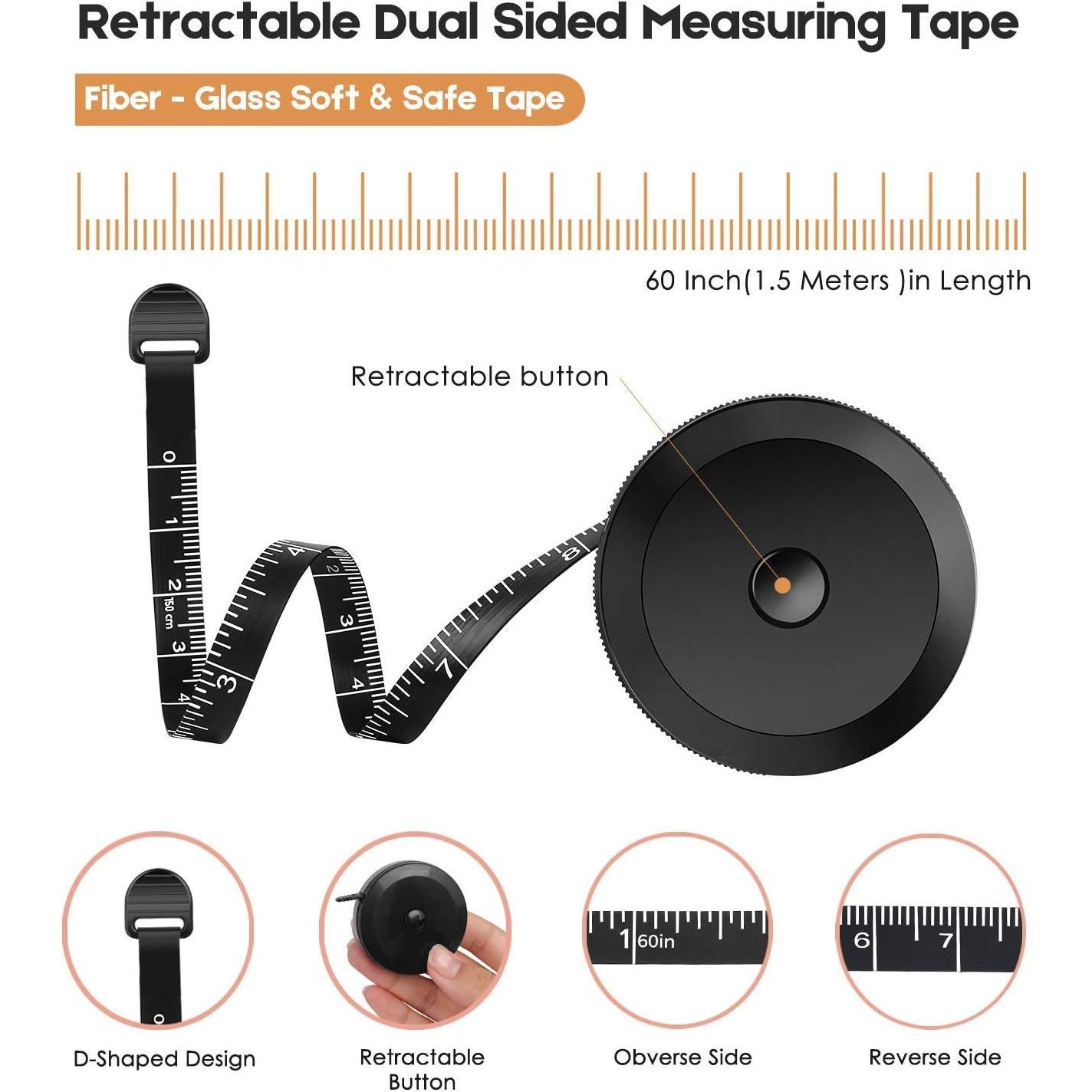 Cinta Métrica iBayam 2 Paquete Rosa y Negra 152,4 cm