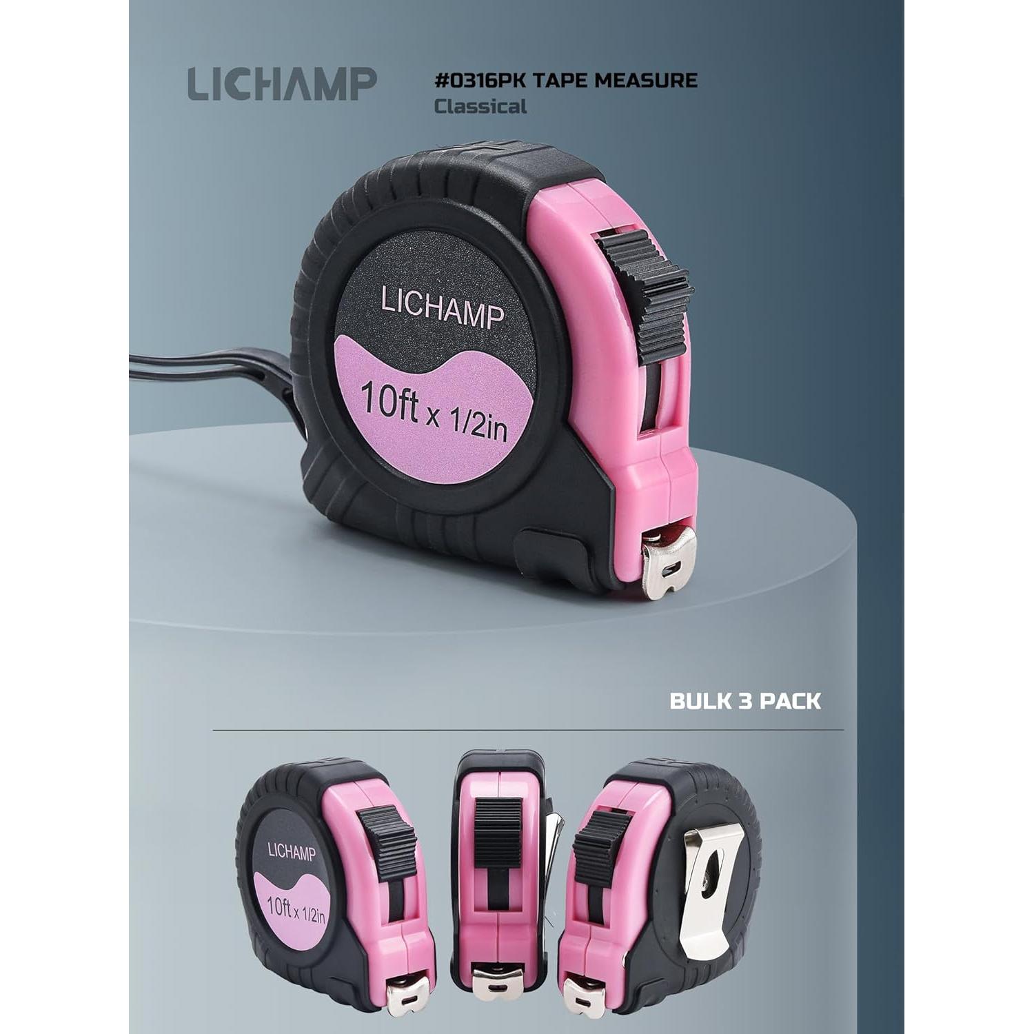 Cinta Métrica Lichamp 3 Piezas 3,05 m Rosa Mini