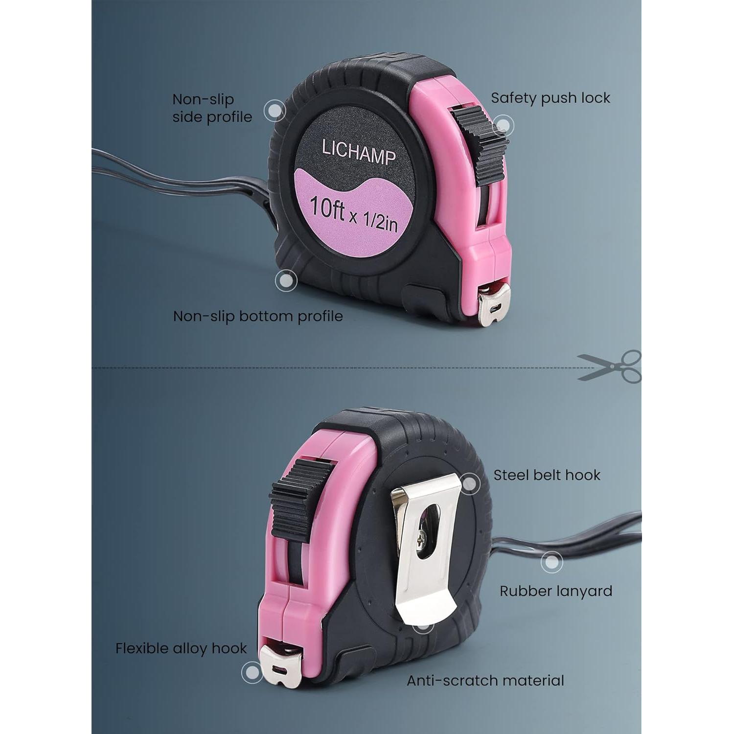 Cinta Métrica Lichamp 3 Piezas 3,05 m Rosa Mini