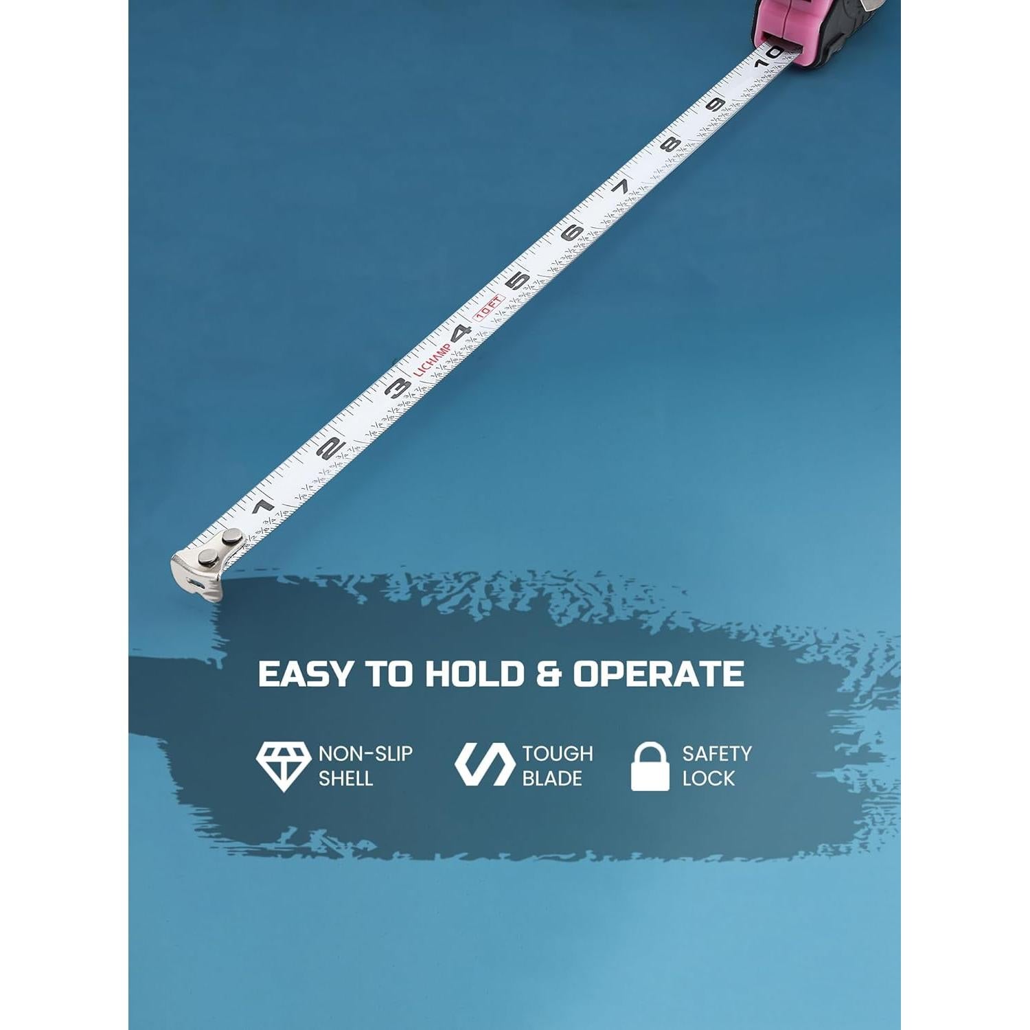 Cinta Métrica Lichamp 3 Piezas 3,05 m Rosa Mini