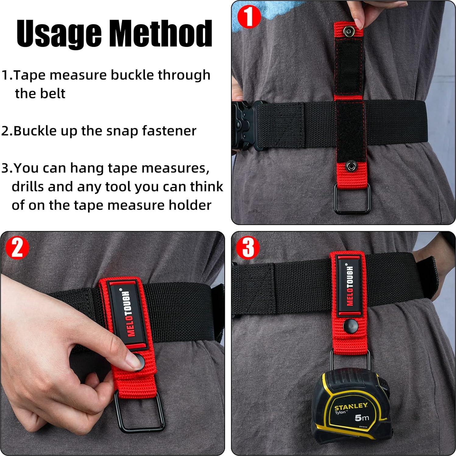 Soporte para Cinta Métrica MELOTOUGH Clip Nylon Rojo