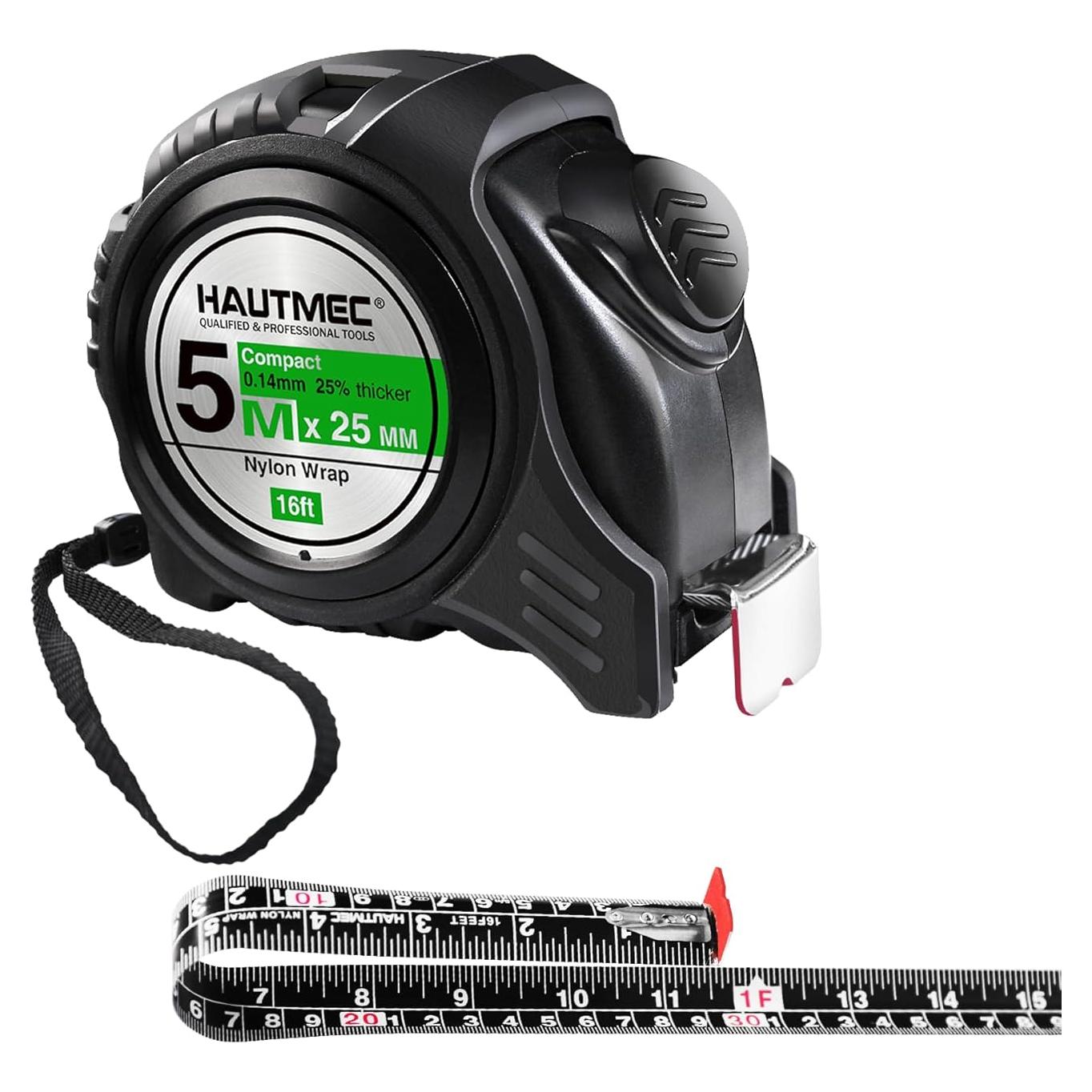 Cinta Métrica HAUTMEC 5m Acero Retráctil Doble Escala