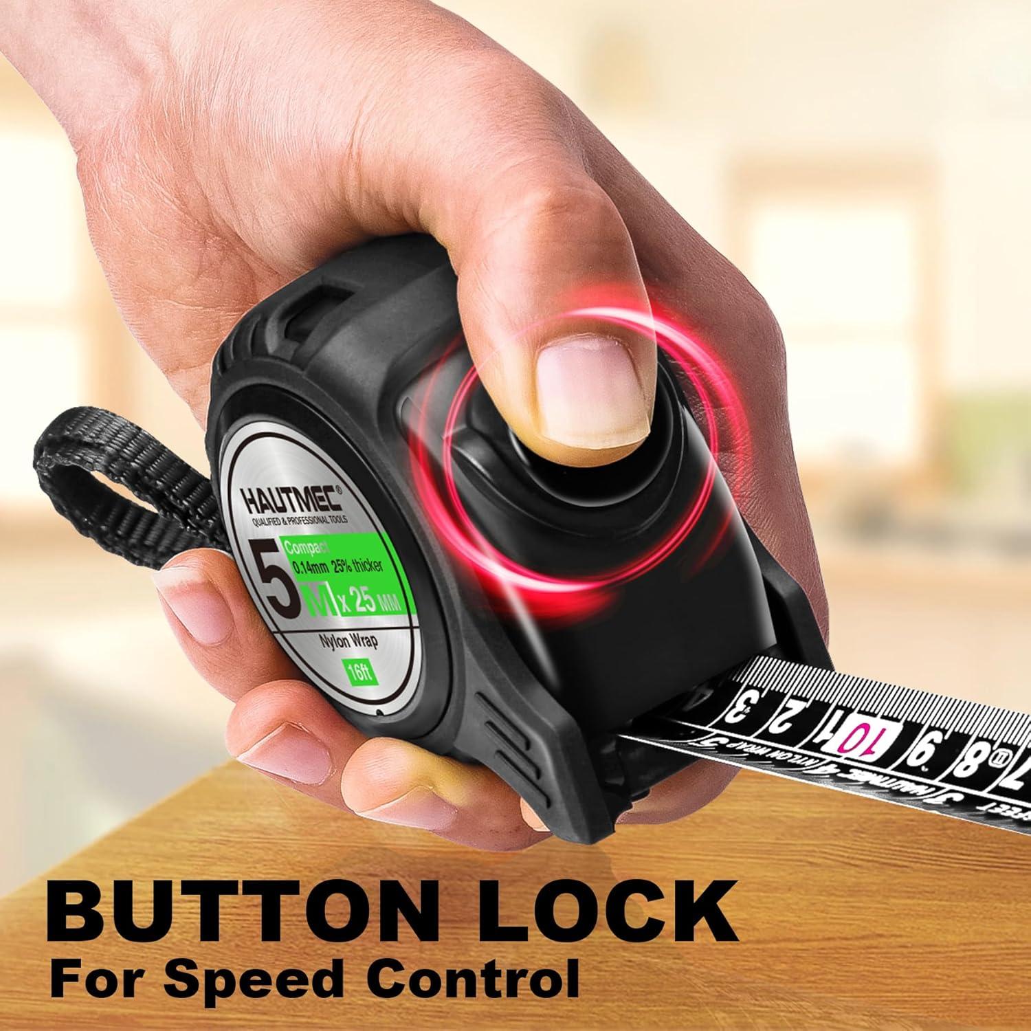 Cinta Métrica HAUTMEC 5m Acero Retráctil Doble Escala