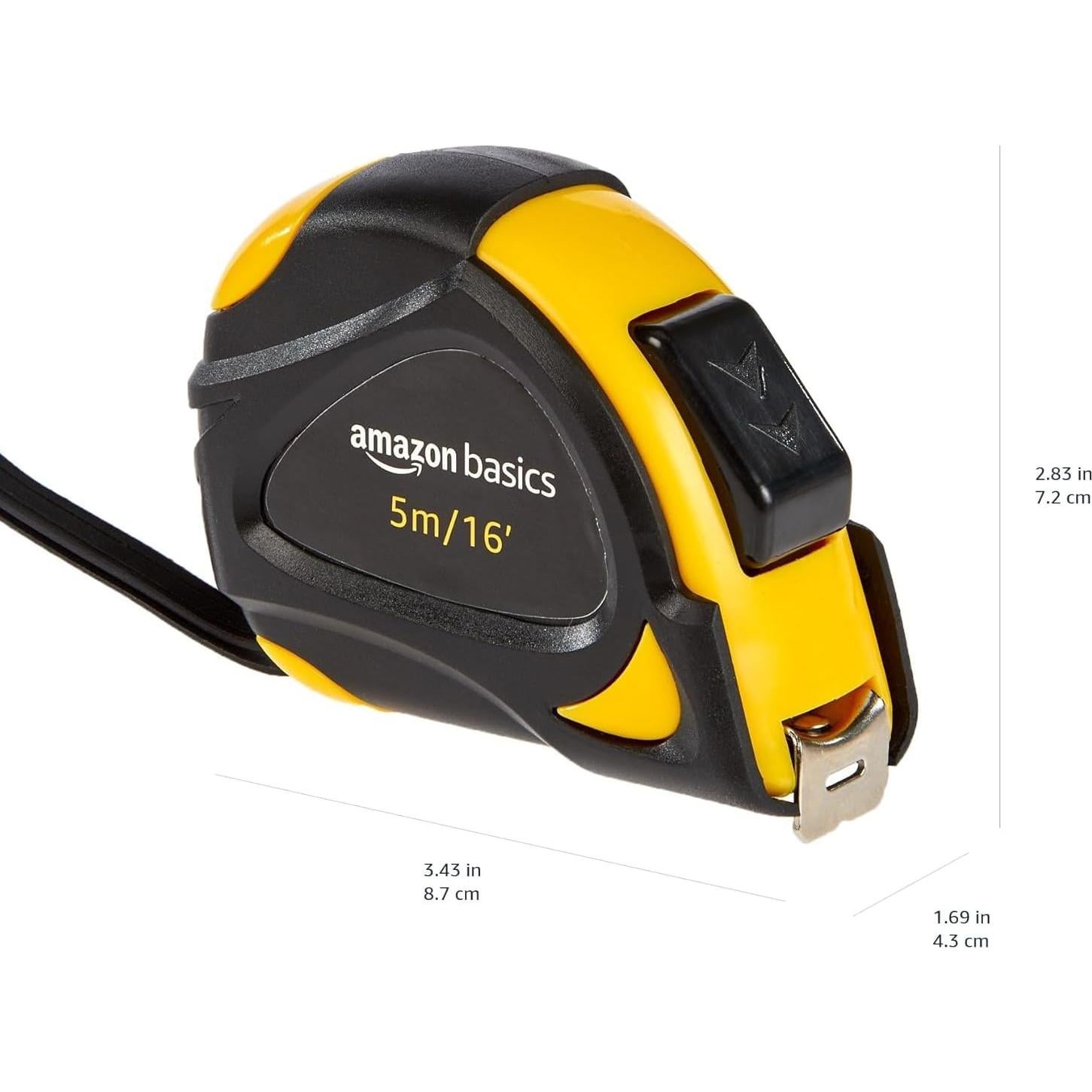 Cinta Métrica Autocierre Amazon Basics 5m Precisión MEDIA