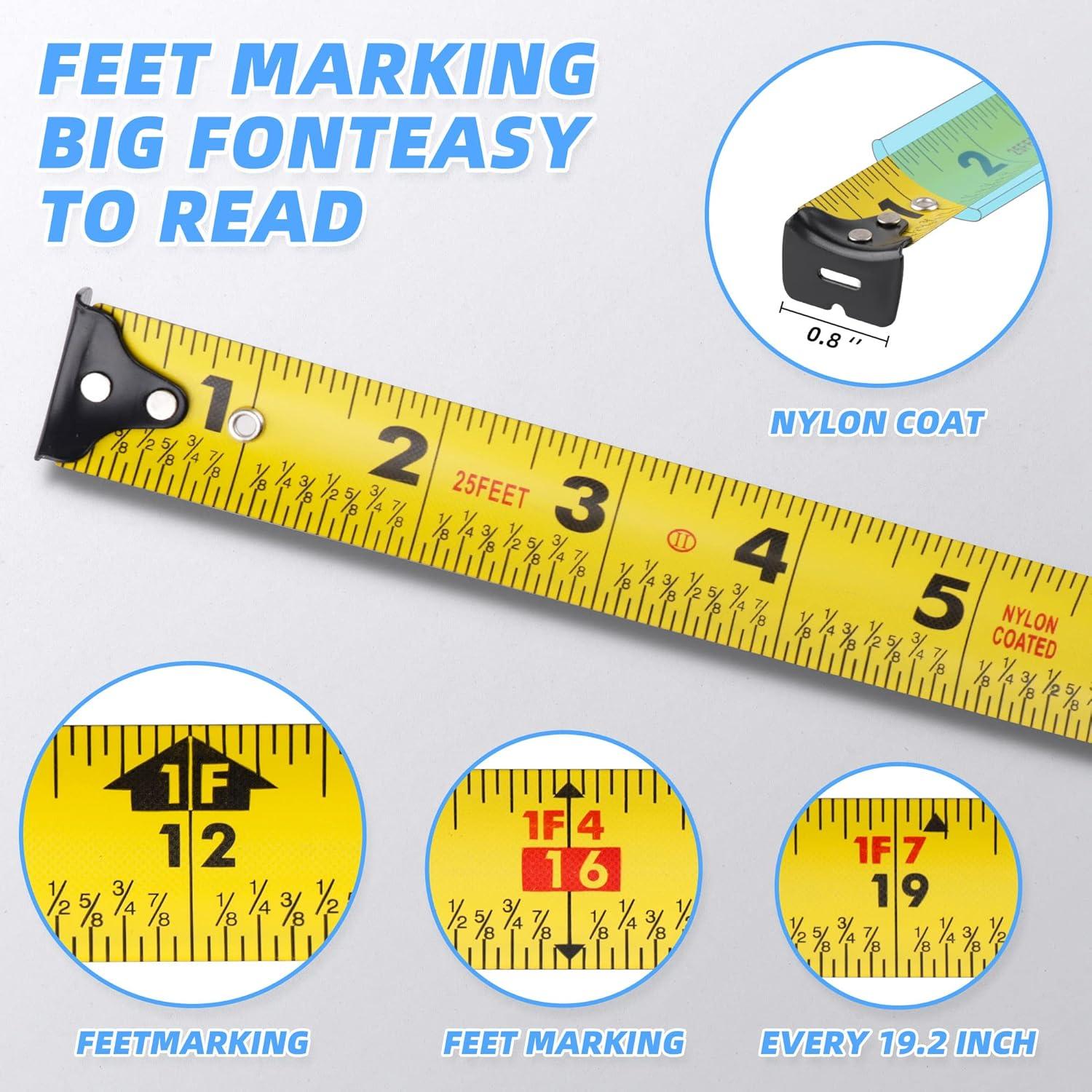 Cinta Métrica 7.6m URASISTO Retráctil con Fracciones