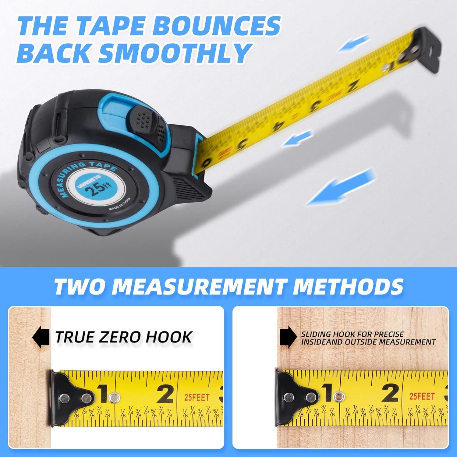 Cinta Métrica 7.6m URASISTO Retráctil con Fracciones
