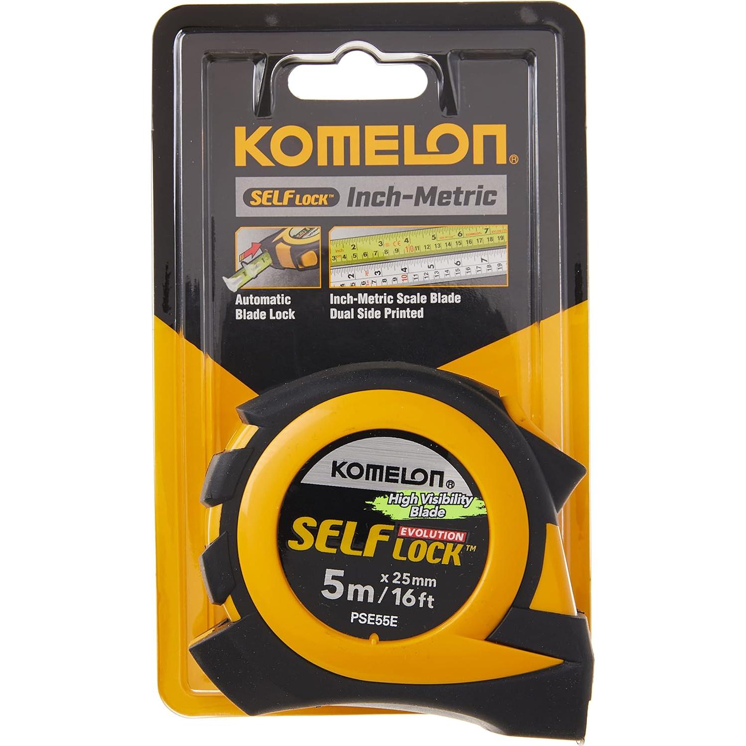 Cinta Métrica Komelon PSE55E 5M Auto Bloqueo Amarillo/Negro