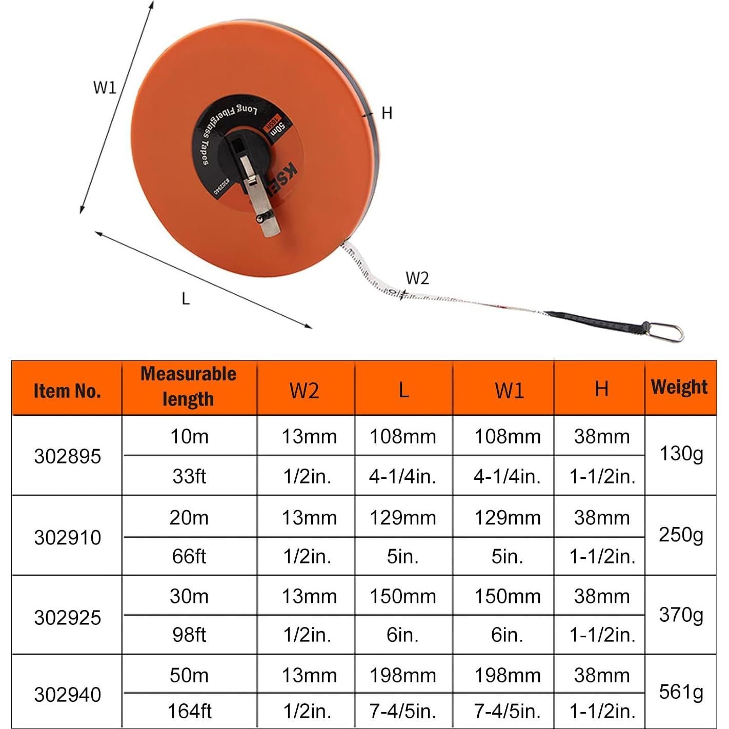 Cinta Métrica KSEIBI 302905 Fibra de Vidrio 15m Doble Cara