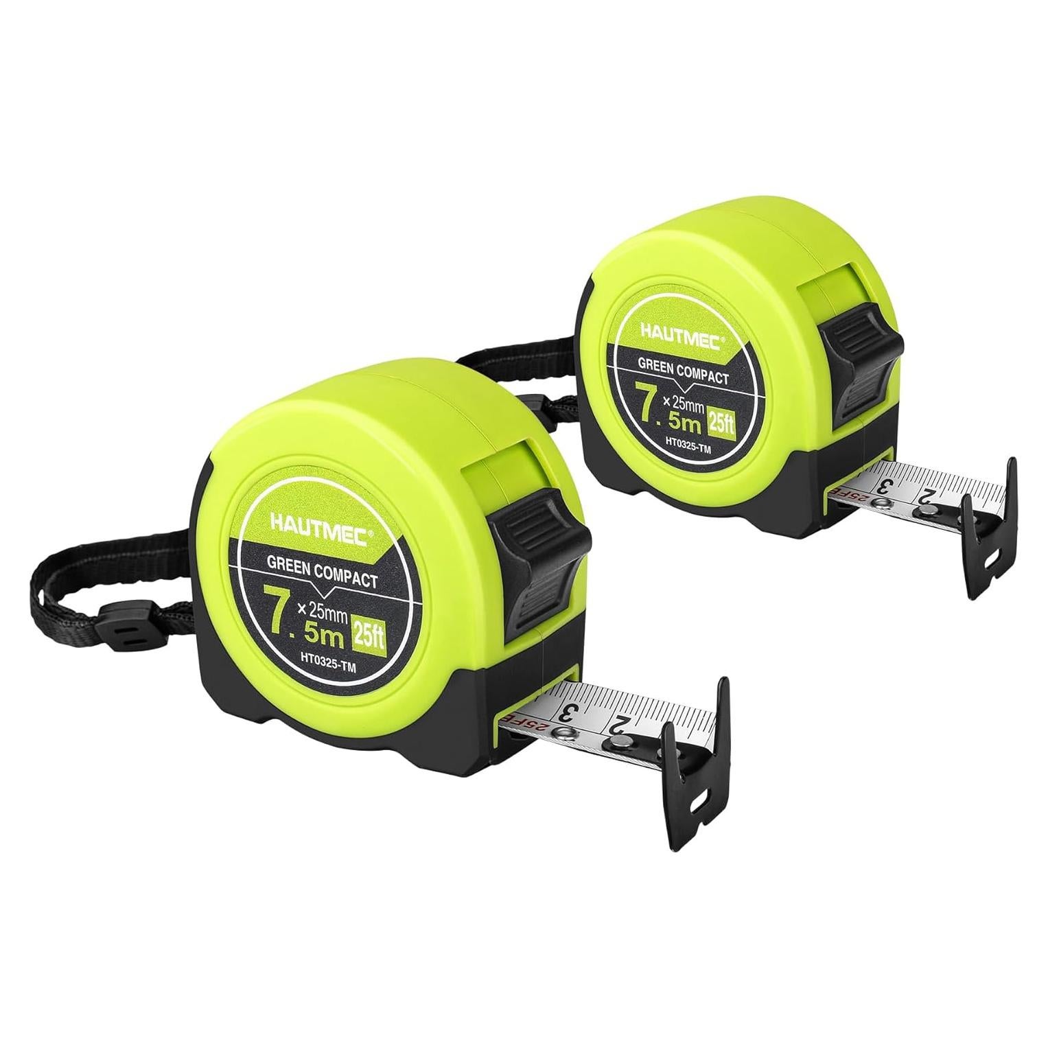 Cinta Métrica HAUTMEC 7.5m Doble Cara Compacta HT0325-2PC