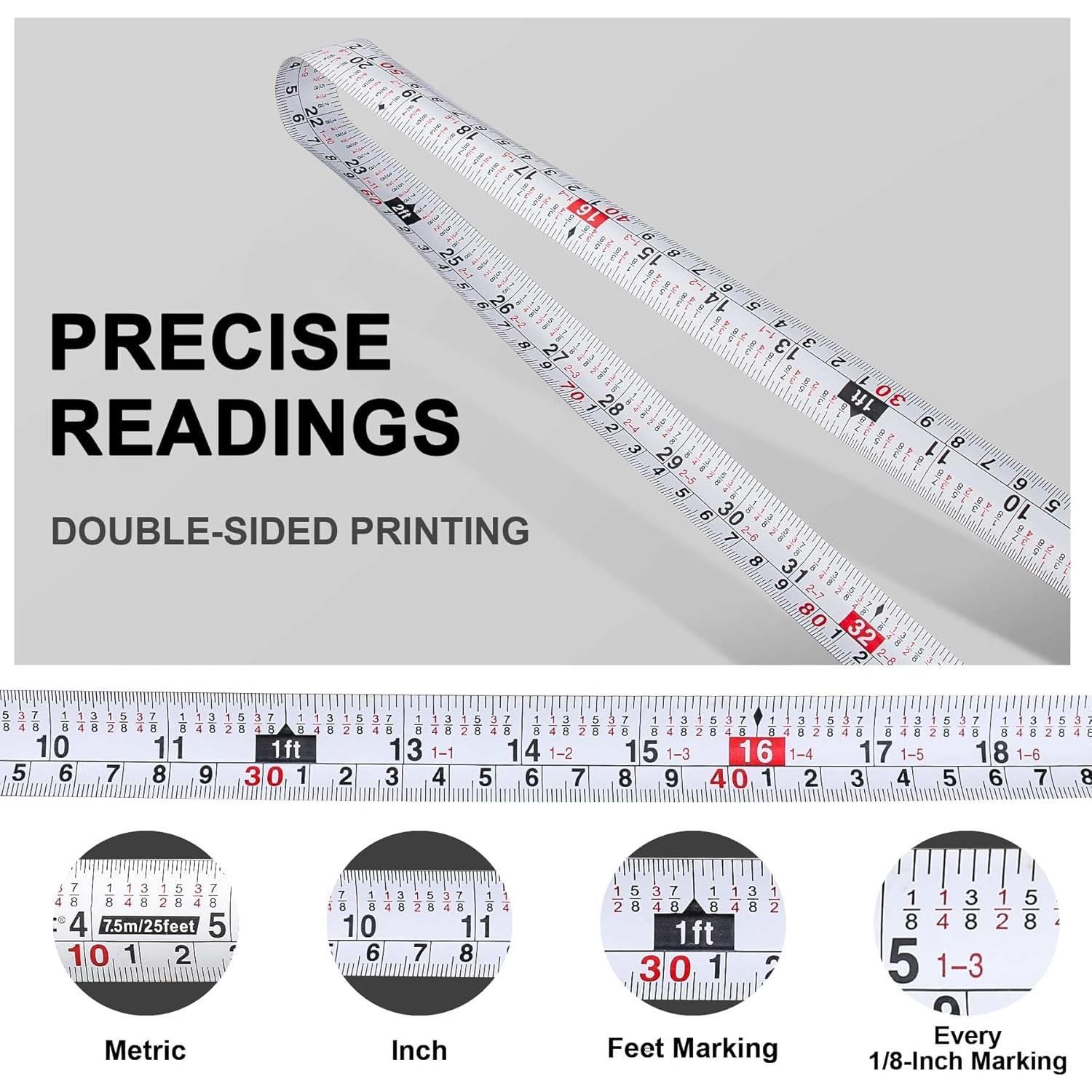 Cinta Métrica HAUTMEC 7.5m Doble Cara Compacta HT0325-2PC