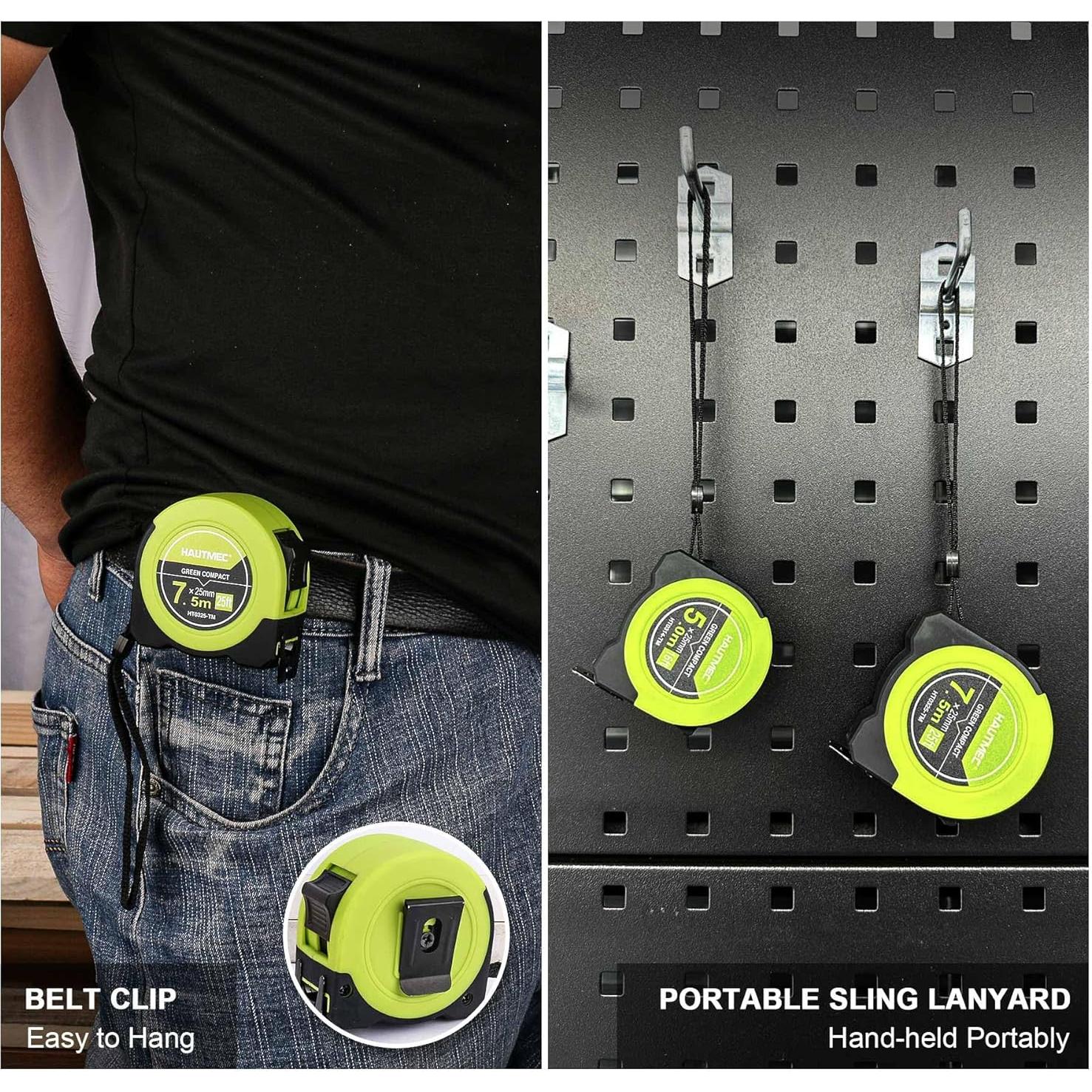 Cinta Métrica HAUTMEC 7.5m Doble Cara Compacta HT0325-2PC