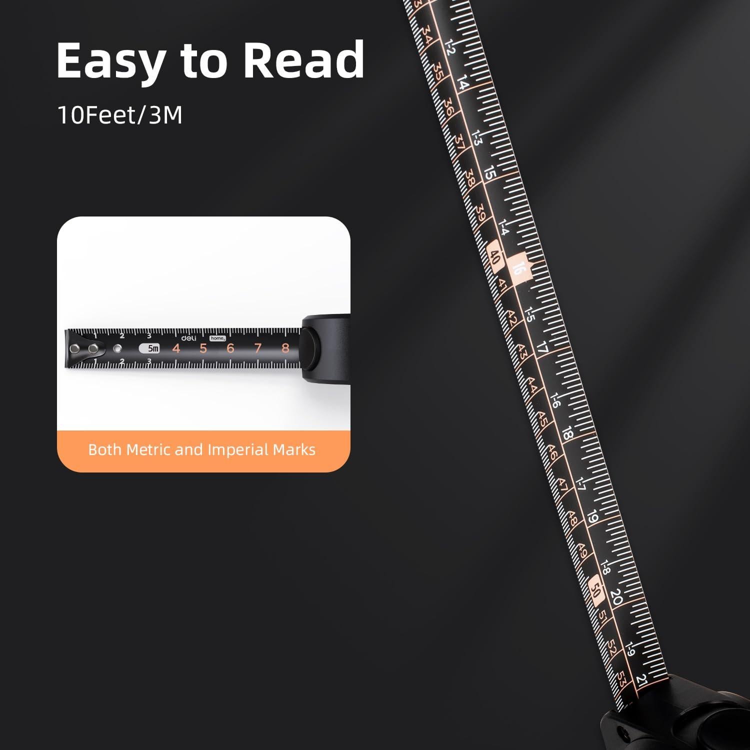 Cinta Métrica Deli 3m Retráctil Fácil Lectura Diseño Minimalista