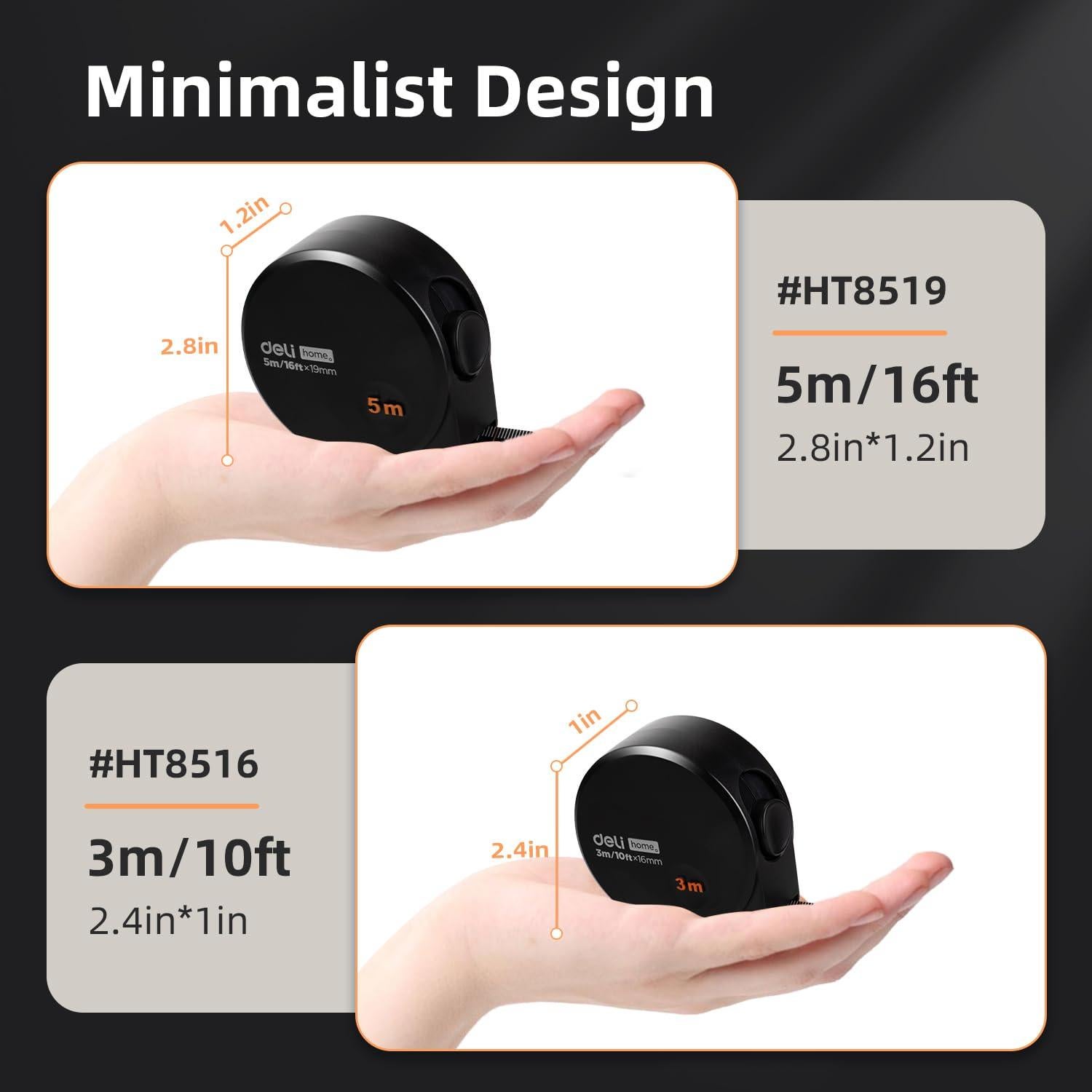 Cinta Métrica Deli 3m Retráctil Fácil Lectura Diseño Minimalista