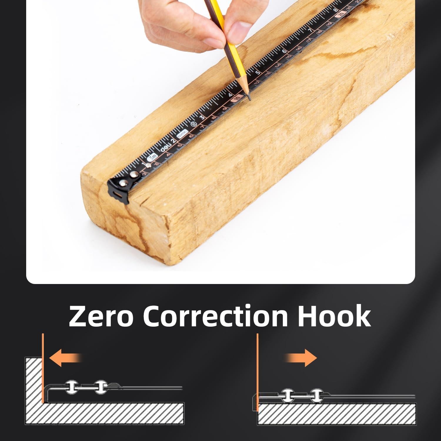 Cinta Métrica Deli 3m Retráctil Fácil Lectura Diseño Minimalista