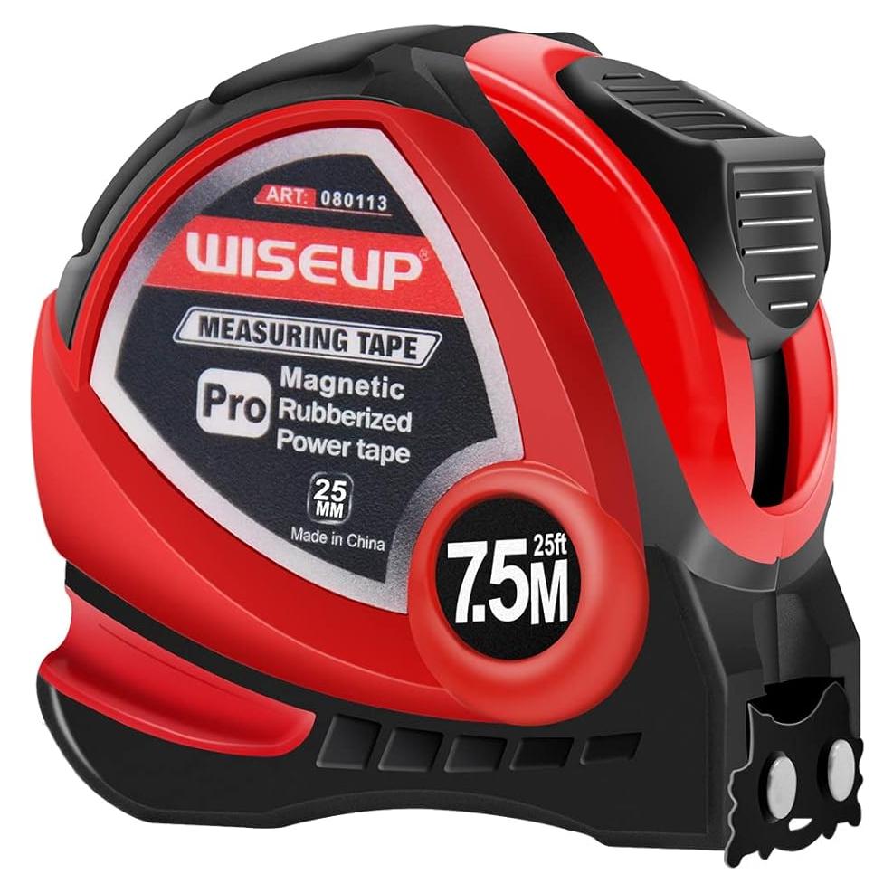 Cinta Métrica Magnética WISEUP 7,62 m con Clip y Fracciones