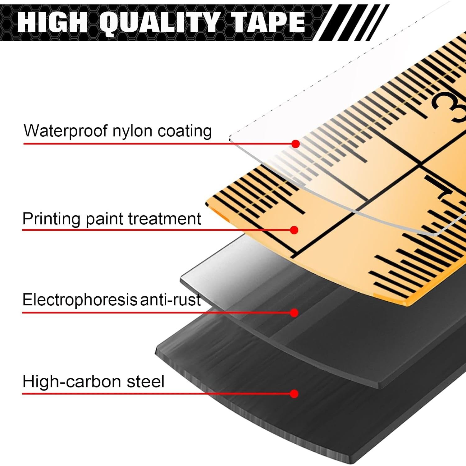 Cinta Métrica Magnética WISEUP 7,62 m con Clip y Fracciones