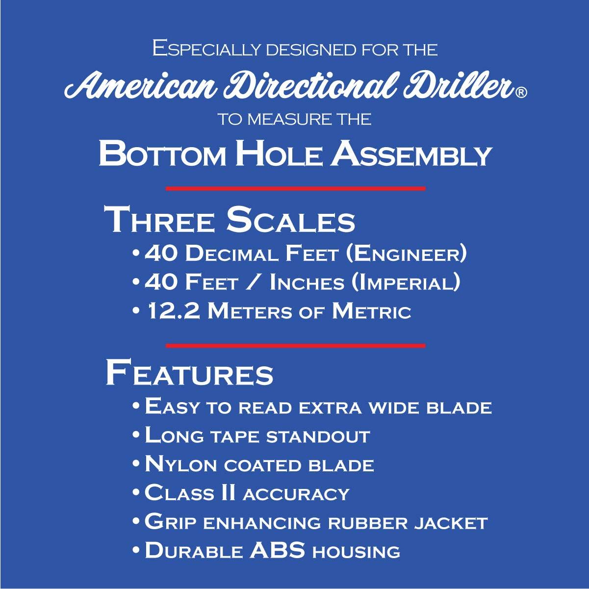 Cinta Métrica 12,19 m BHA Cuchilla Ancha Escala Ingeniero