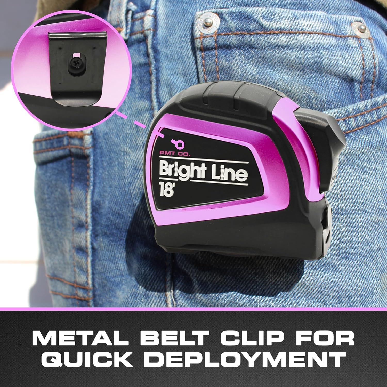 Cinta Métrica Retráctil Perfecta BrightLine 5.49m Rosa