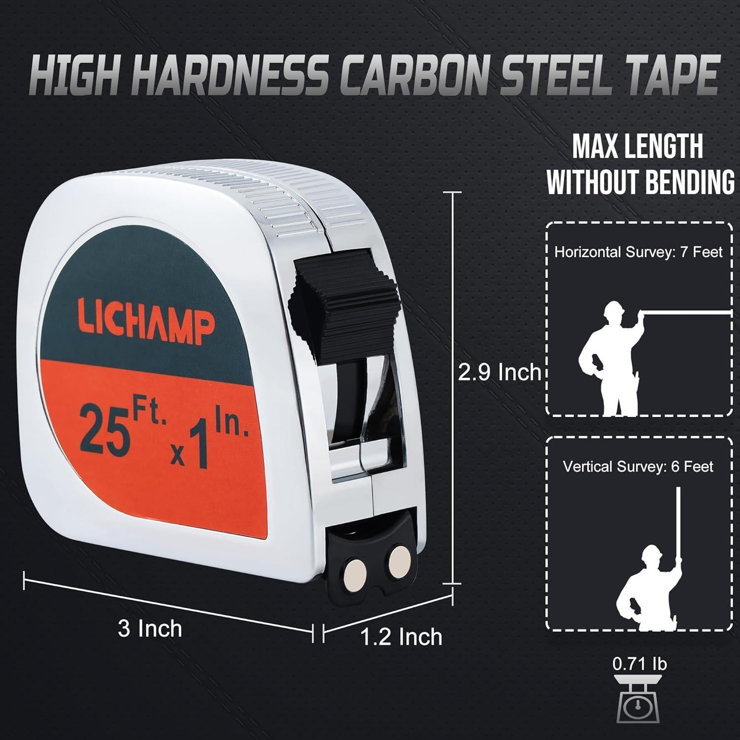 Cinta Métrica Lichamp 7,62 m Magnética Paquete de 6