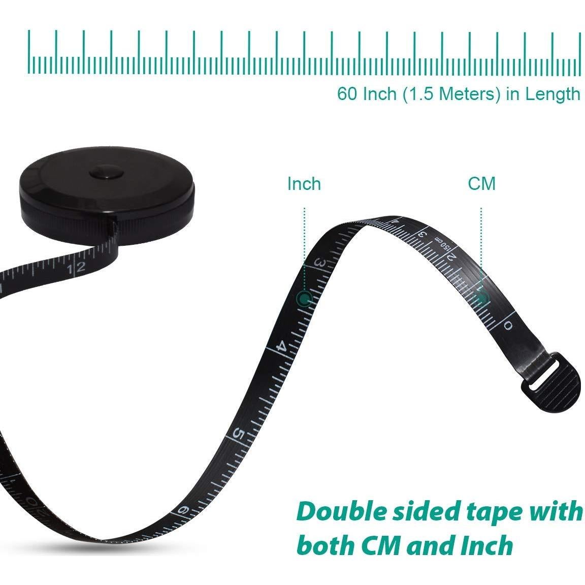 Cinta Métrica Retráctil GDMINLO 150 cm Doble Cara Negra