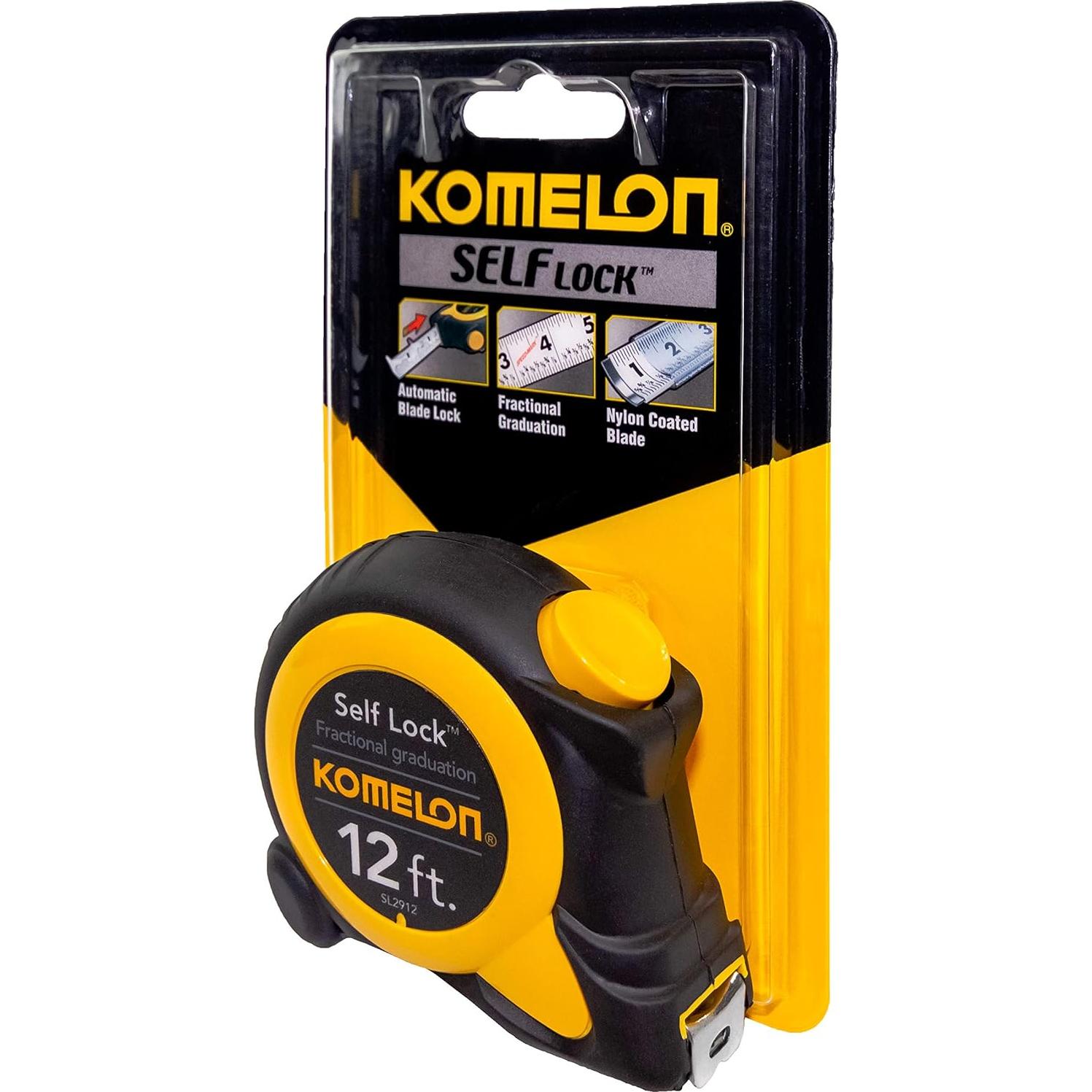 Cinta Métrica Komelon SL2912 3.66m Auto-Bloqueo Amarillo