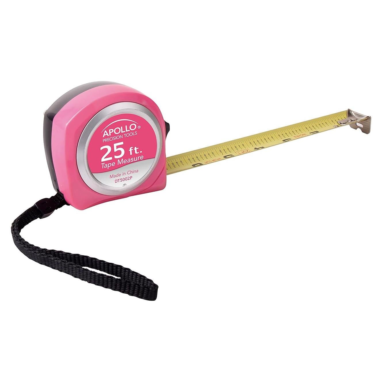 Cinta Métrica Apollo Tools 7.62m Rosa con Cuchilla Nylon