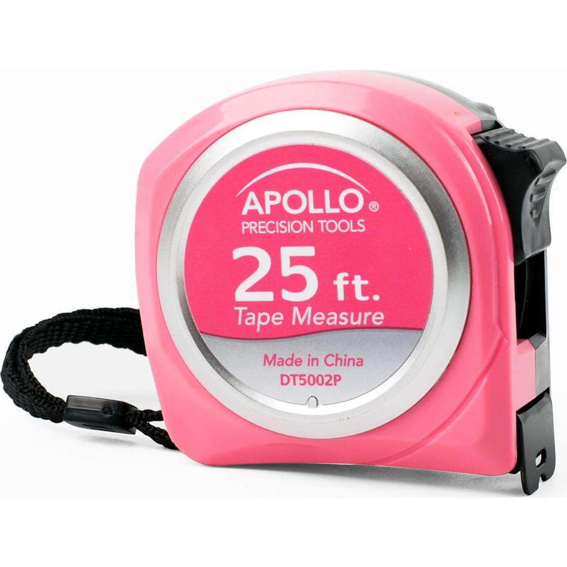 Cinta Métrica Apollo Tools 7.62m Rosa con Cuchilla Nylon