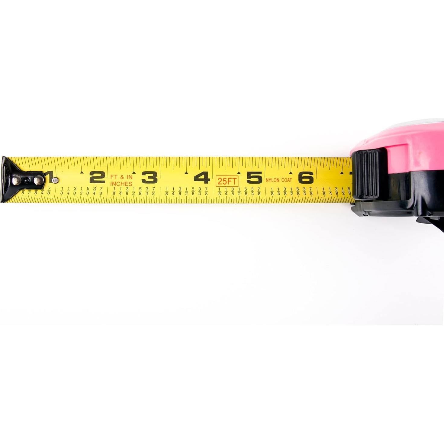 Cinta Métrica Apollo Tools 7.62m Rosa con Cuchilla Nylon