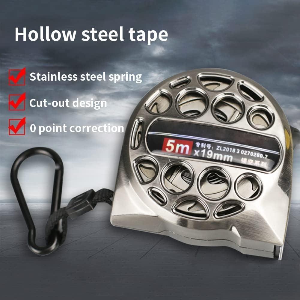 High Grade Tape Measure, 5M Metal Hollow Auto Lock Stainless Steel Flexible Tape Measure Waterproof Anti-Fall Metric Ruler for Industry Home Collection(Silver)