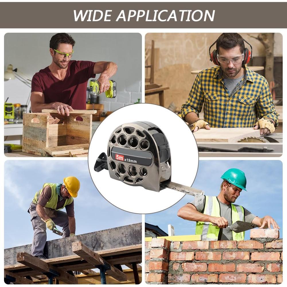 High Grade Tape Measure, 5M Metal Hollow Auto Lock Stainless Steel Flexible Tape Measure Waterproof Anti-Fall Metric Ruler for Industry Home Collection(Silver)