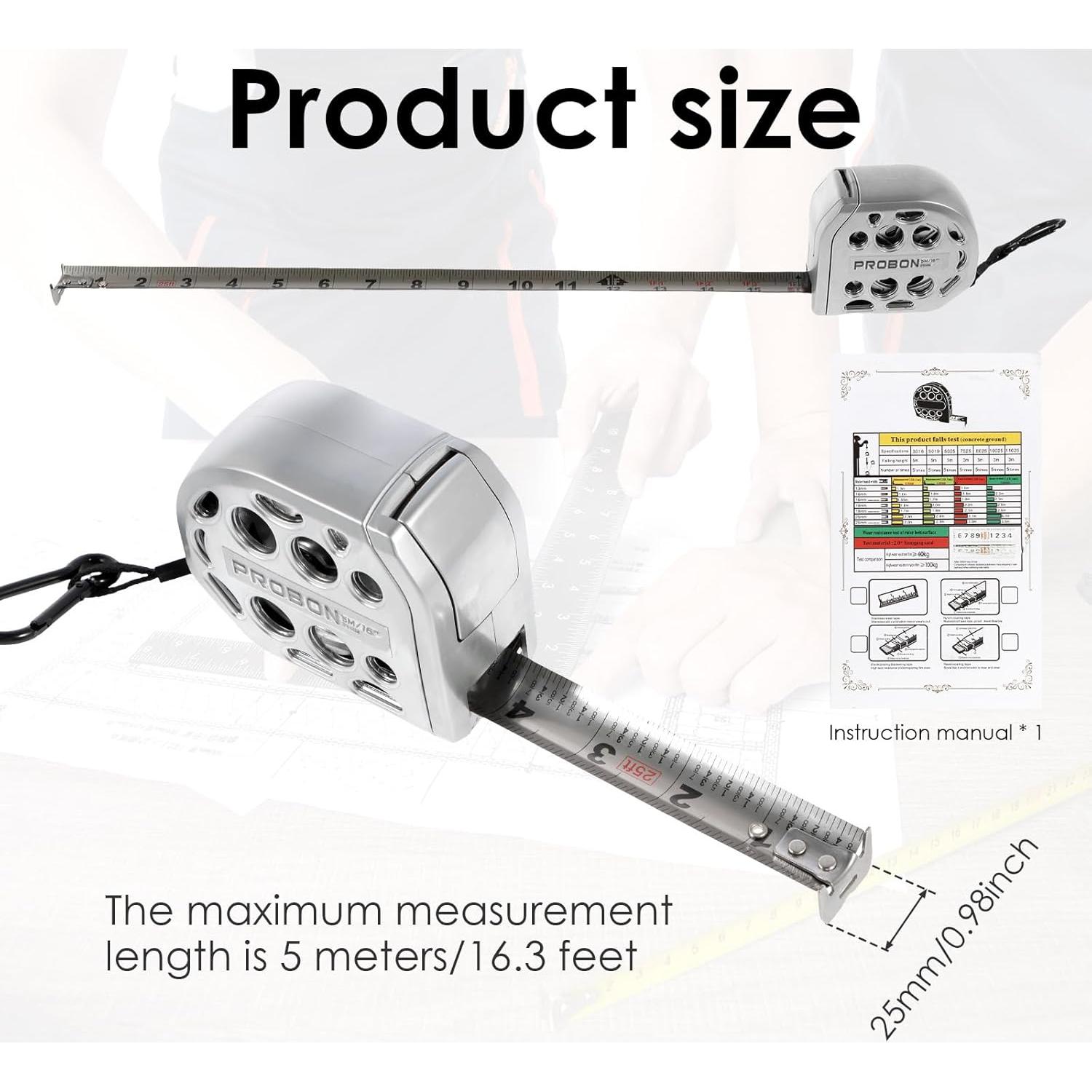 Cinta Métrica Hevtsde 5 m Acero Inoxidable Doble Escala