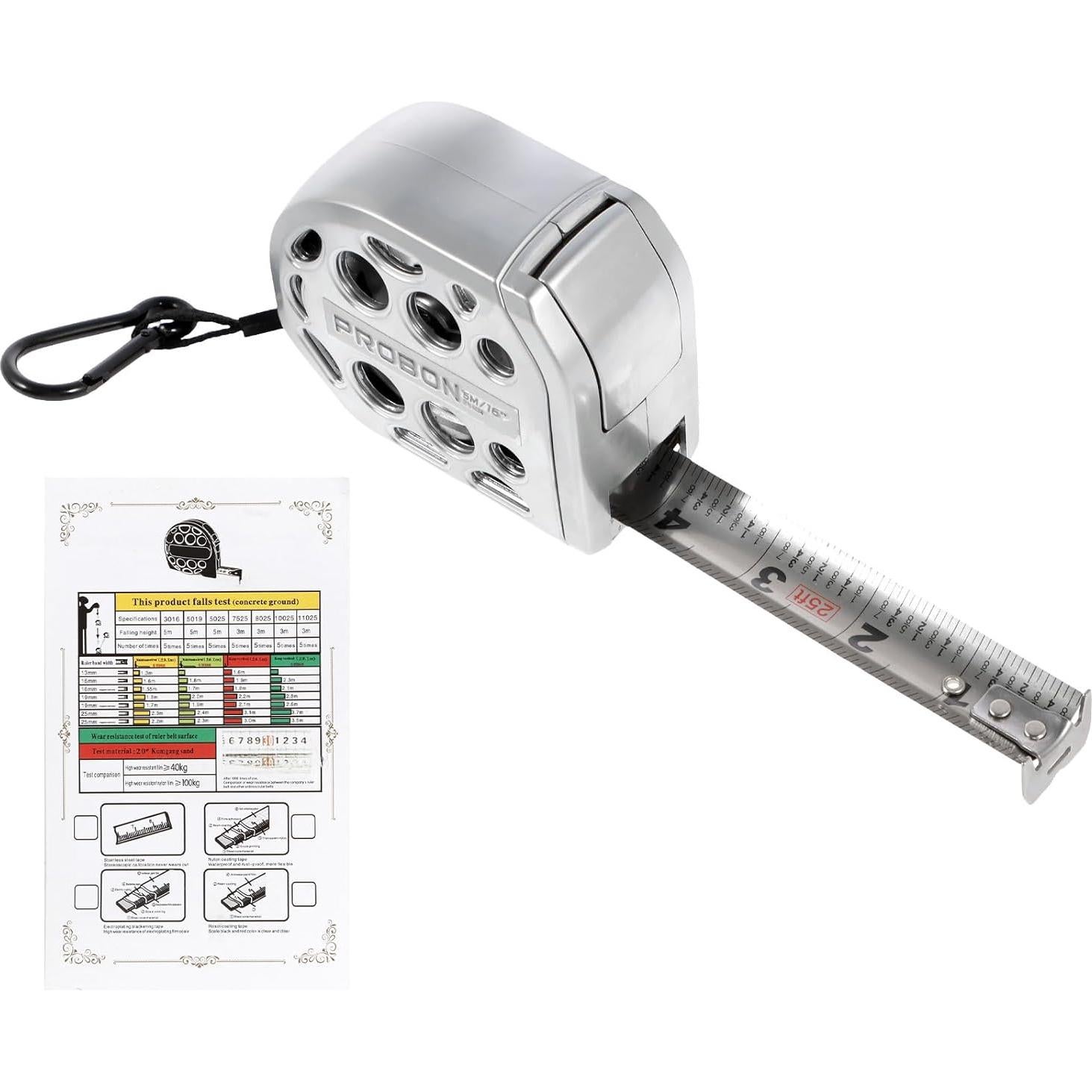 Cinta Métrica Hevtsde 5 m Acero Inoxidable Doble Escala