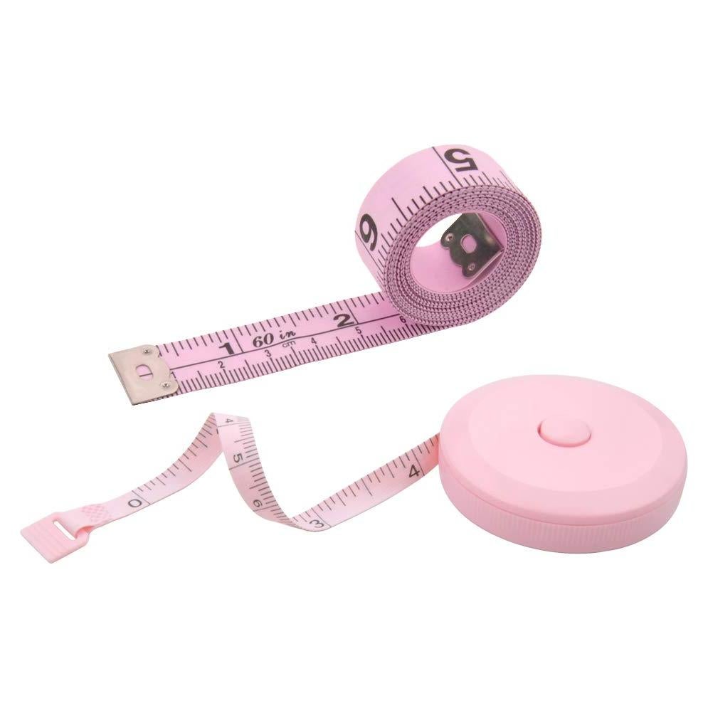 Juego de 2 cintas métricas VAXATO 1.5m retráctiles rosa