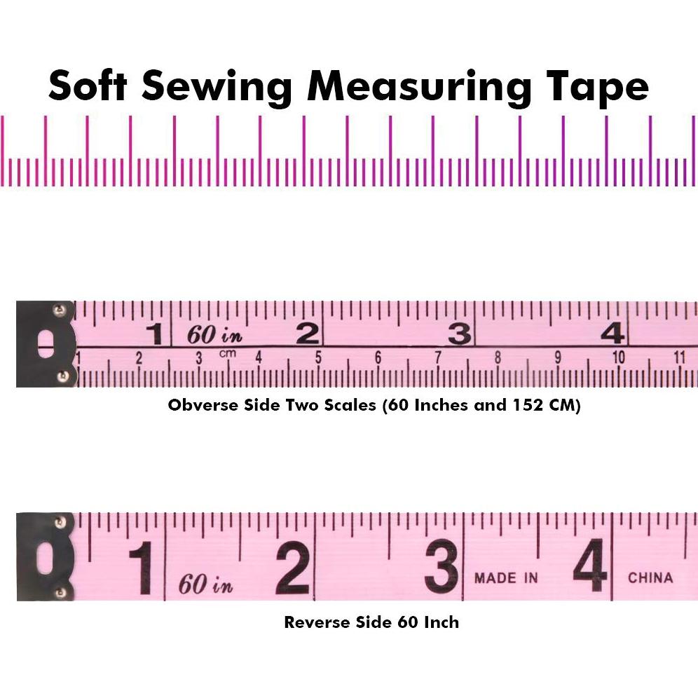 Juego de 2 cintas métricas VAXATO 1.5m retráctiles rosa