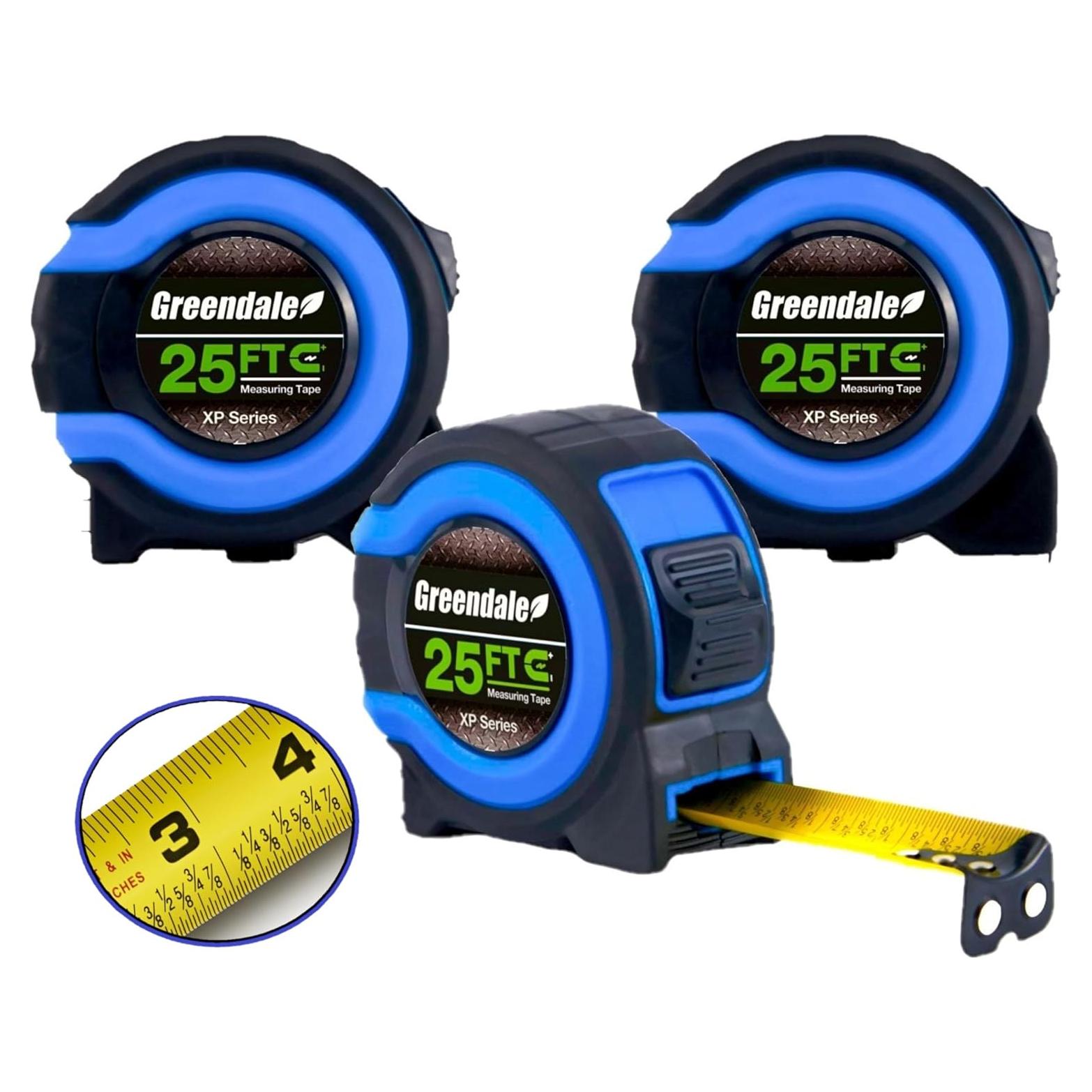 Greendale - Paquete de 3 Cintas Métricas 7,5m - Punta Magnética