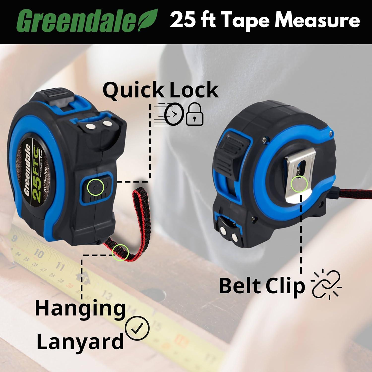 Greendale - Paquete de 3 Cintas Métricas 7,5m - Punta Magnética