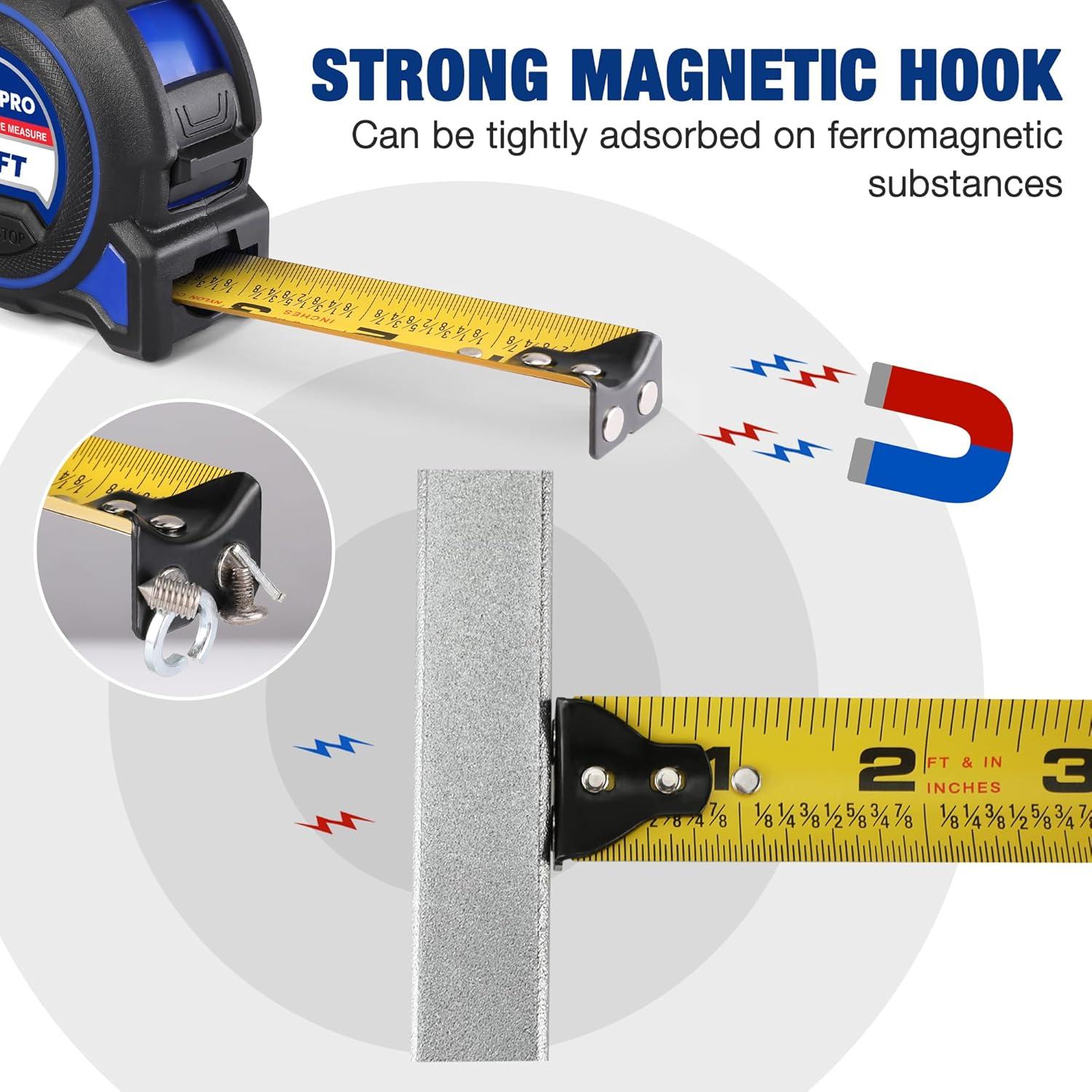 Cinta Métrica WORKPRO 3m, 2Pcs Cinta de Medición Robusta