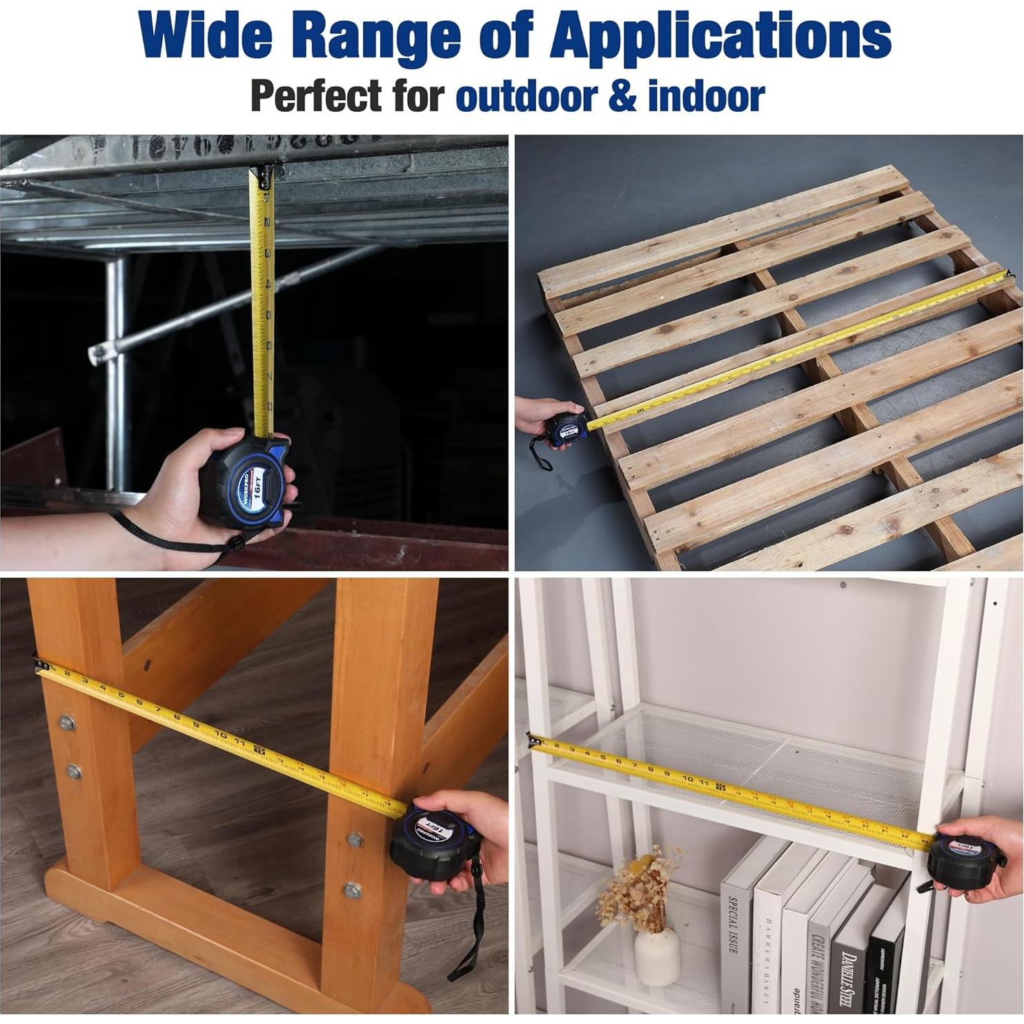 Cinta Métrica WORKPRO 3m, 2Pcs Cinta de Medición Robusta