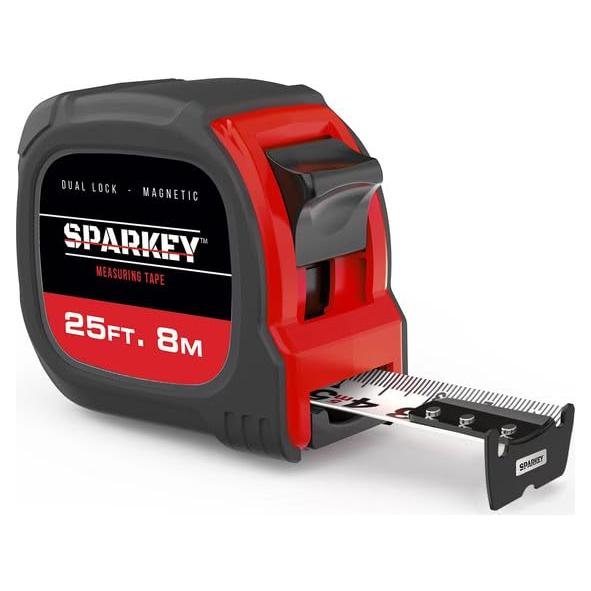Cinta Métrica Retráctil Sparkey 8M con Gancho Magnético