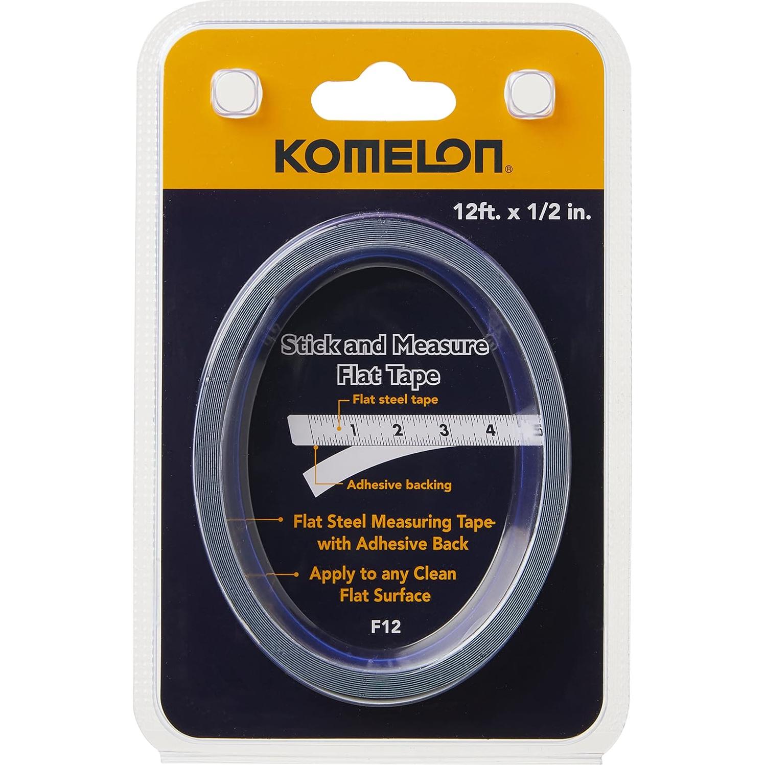 Cinta Métrica Plana Komelon F12 3.7m con Respaldo Adhesivo