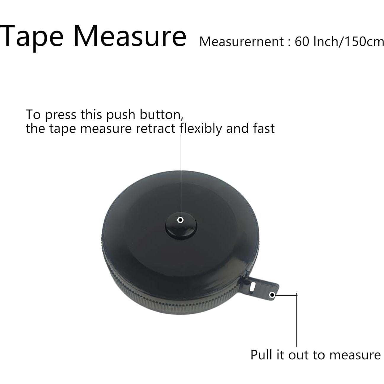 Cinta Métrica Retráctil GDMINLO 3 Piezas 150 cm Negra