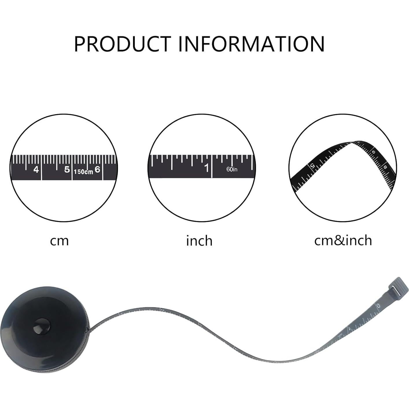 Cinta Métrica Retráctil GDMINLO 3 Piezas 150 cm Negra