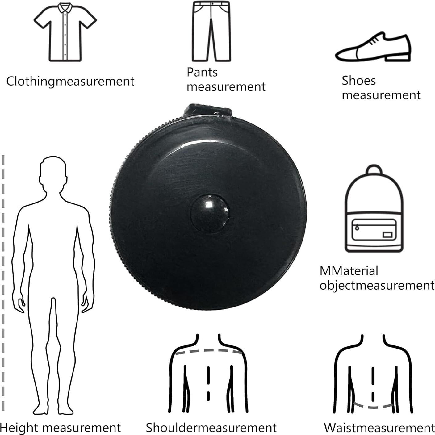 Cinta Métrica Retráctil GDMINLO 3 Piezas 150 cm Negra