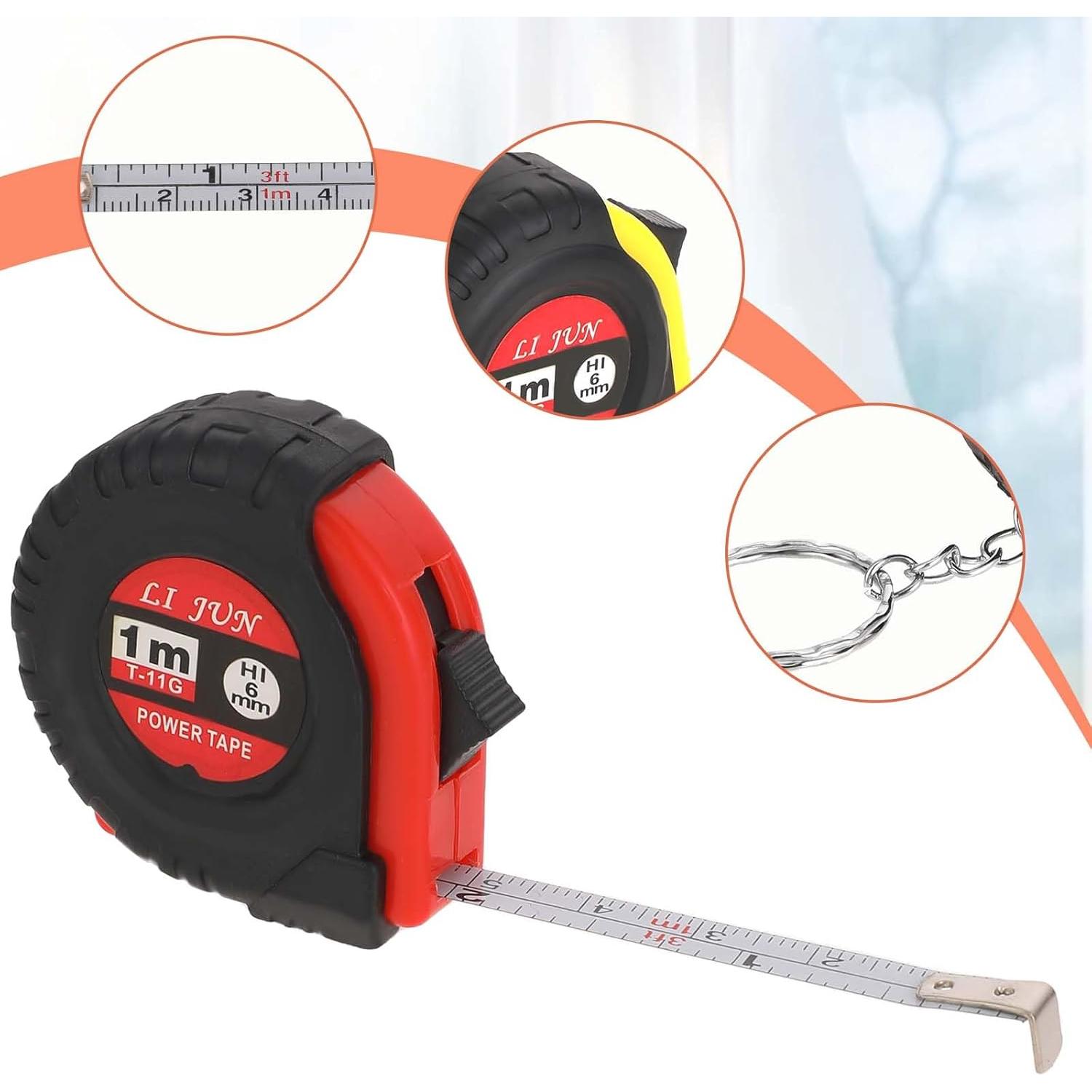 3 Pcs Cinta Métrica Retráctil Trinkrittey 1m Llavero