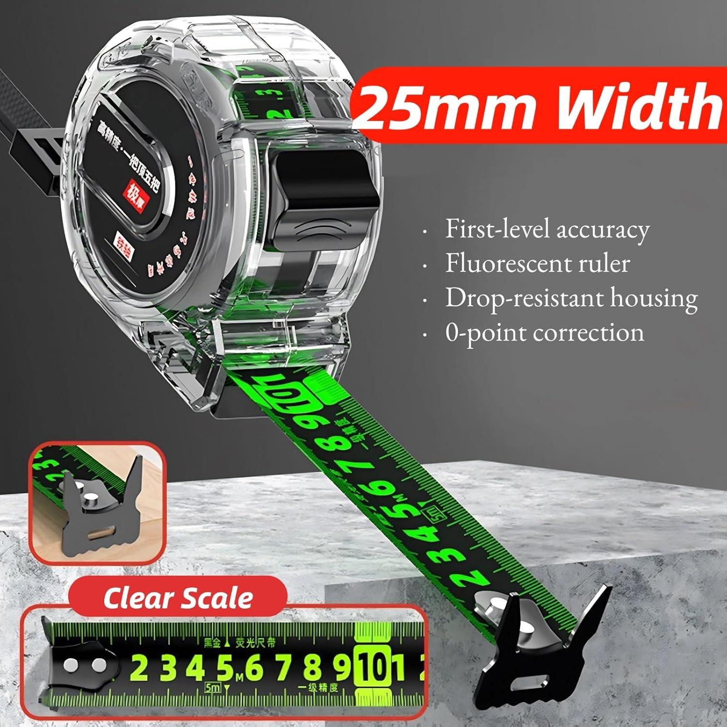 Cinta Métrica Retráctil Hilitand 5m Acero Inoxidable Gruesa