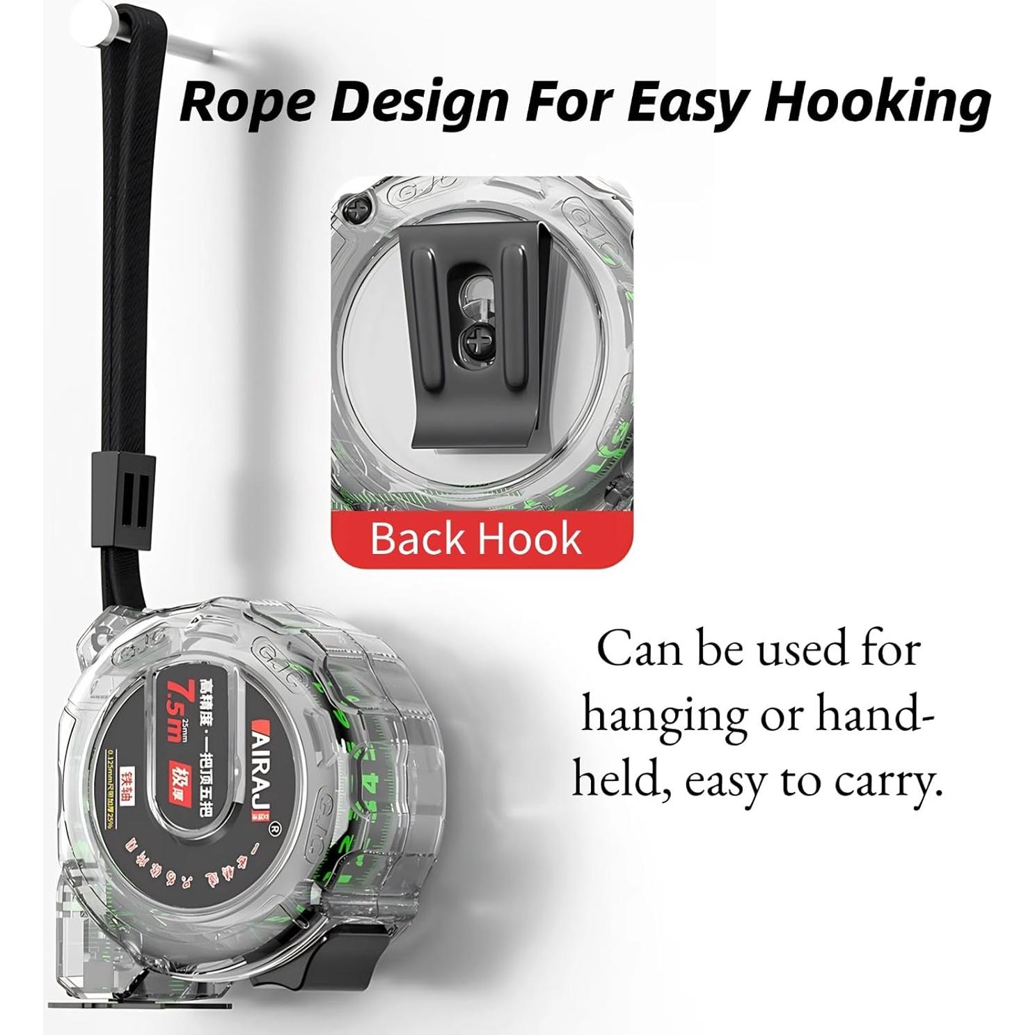 Cinta Métrica Retráctil Hilitand 5m Acero Inoxidable Gruesa