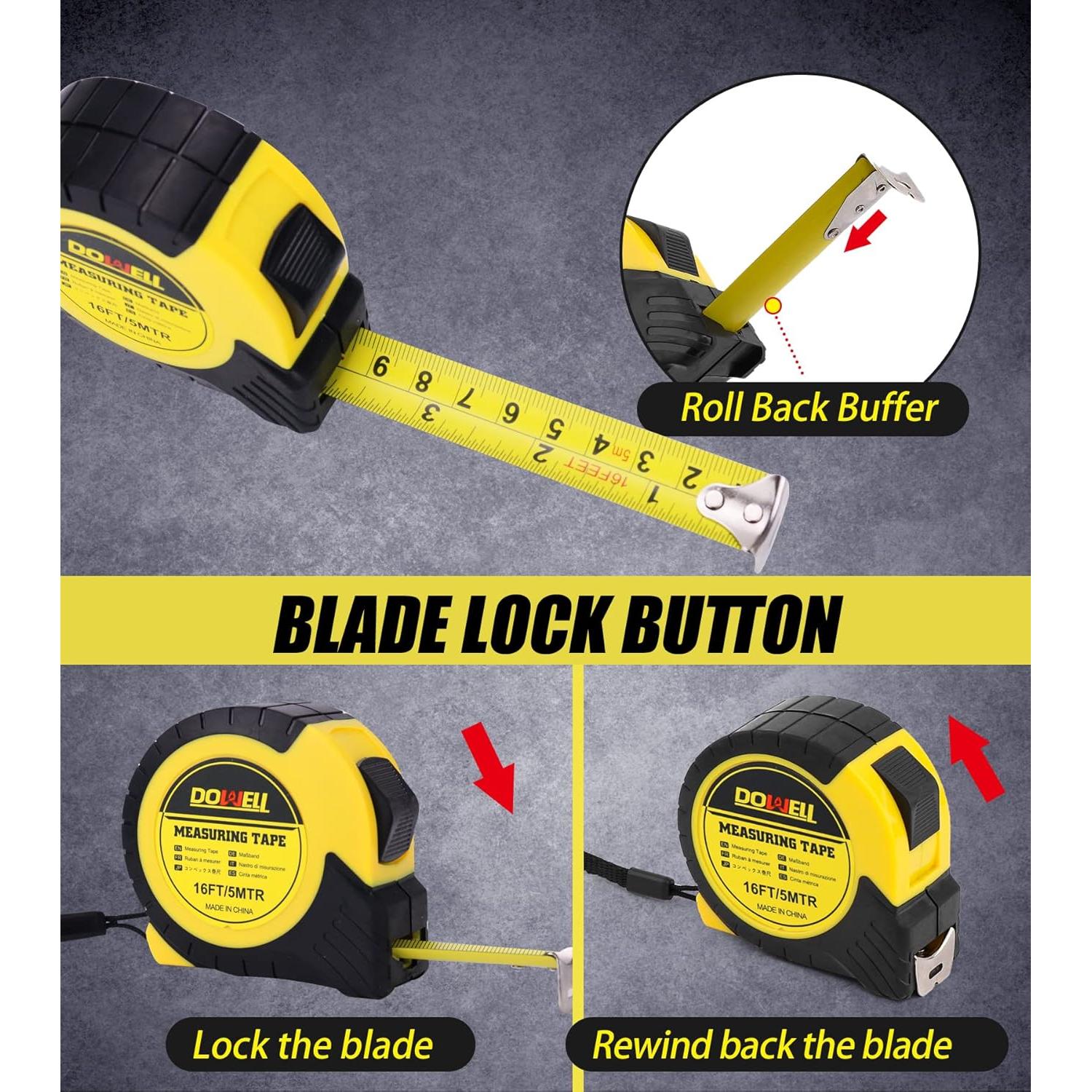 Cinta Métrica DOWELL 4.88m Hoja de Acero con Gancho