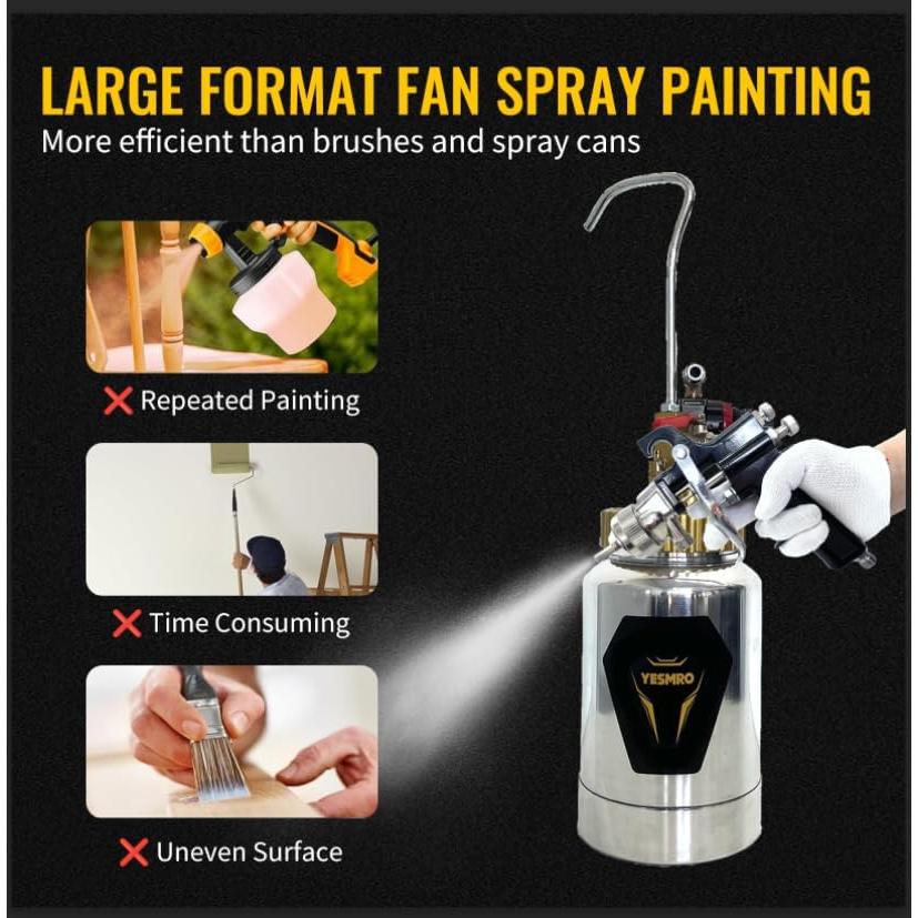 Pistola de Pulverización YESMRO 2L 2mm para Pintura